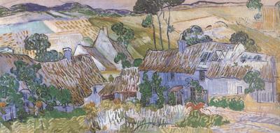 Vincent Van Gogh Thatched Cottages by a Hill (nn04)